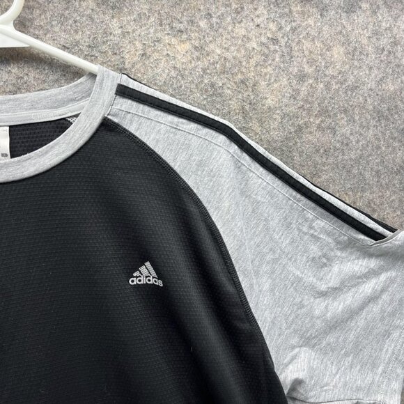 Adidas Shirt Men Large Grey Black Crewneck Training Polyester Soccer Jersey - Picture 8 of 11